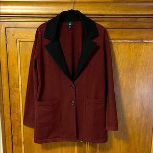 Jason Wu Burgundy and Black knit Blazer. Size XS